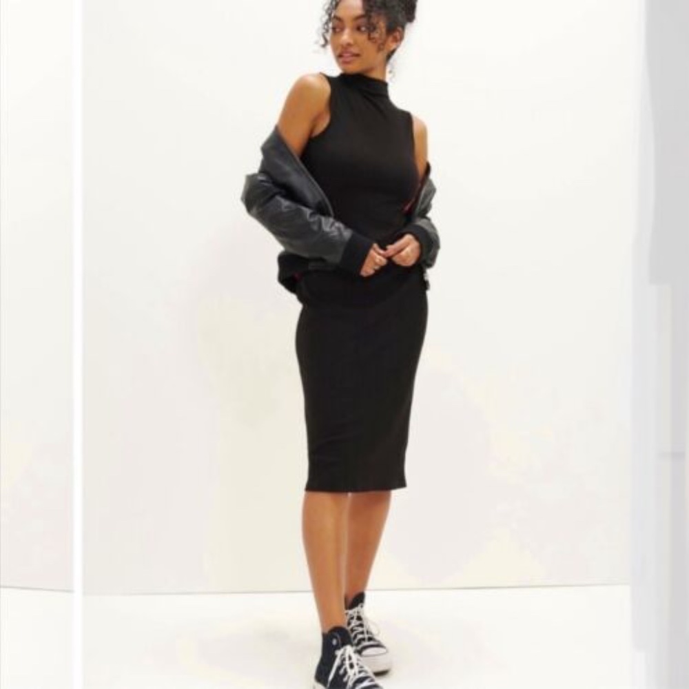 NWT AMOUR VERT Black Ines Mock Neck Sleeveless Dress M